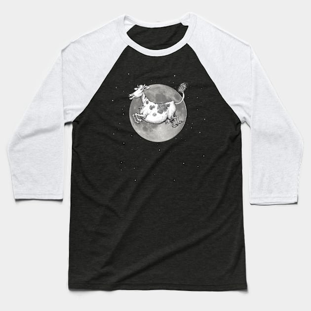 Over the Mooon Baseball T-Shirt by Dog Baby Studios